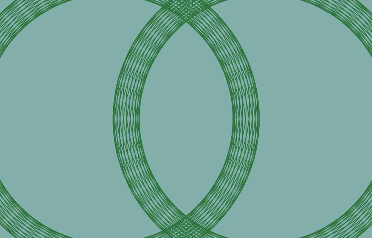 Dark green circular line graphic on a teal background